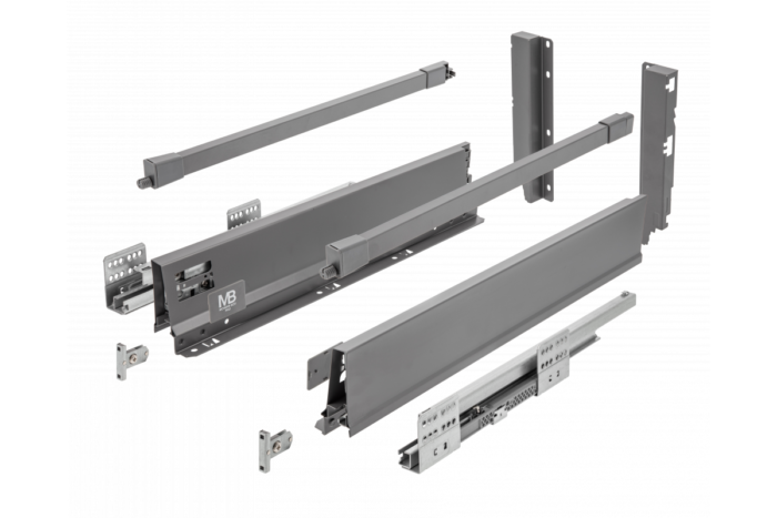 Szuflada GTV MODERN BOX PRO, H=199 mm, L=400 mm, cichy domyk, pełny wysuw, antracyt