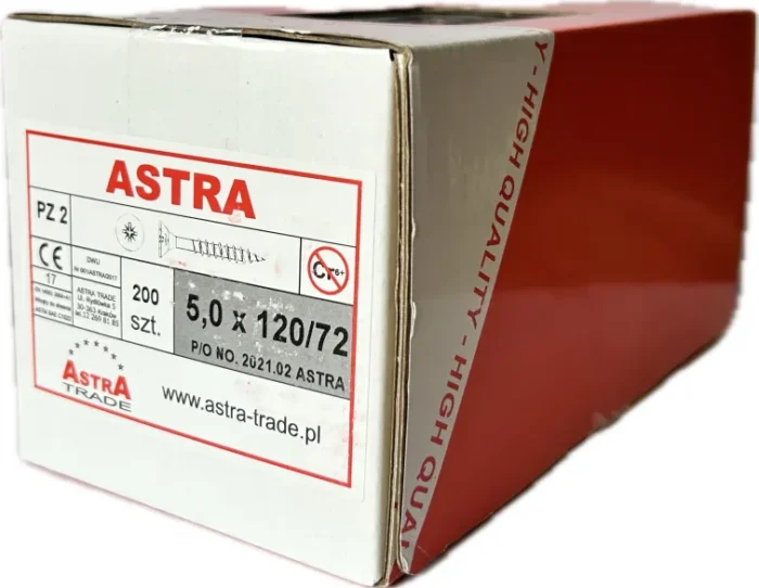 Wkręty do drewna Astra 5,0 x 120/72 mm 200 szt.