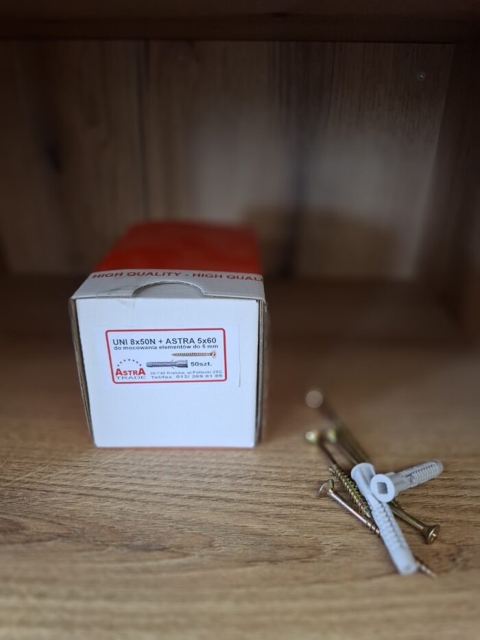 dybel uniwersalny 8x50 nylon (50) + ASTRA 5x60 Y - obrazek 2