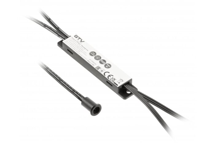 Włącznik bezdotykowy MIKRO IR 12V/24V,36W/72W, 1 sensor, przewody 2m i 1,2m, czarny