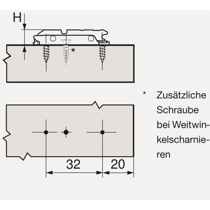 BLUM 175H3130 CLIP Prowadnik mimośrodowy, prosty, dystans 3 mm, na wkręty - obrazek 3