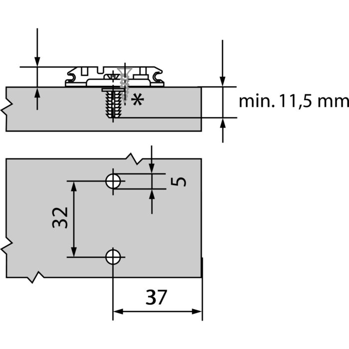 BLUM 174H7100E CLIP Prowadnik krzyżakowy, reg.wys.: mimośród,dystans 0mm,EXPANDO - obrazek 3