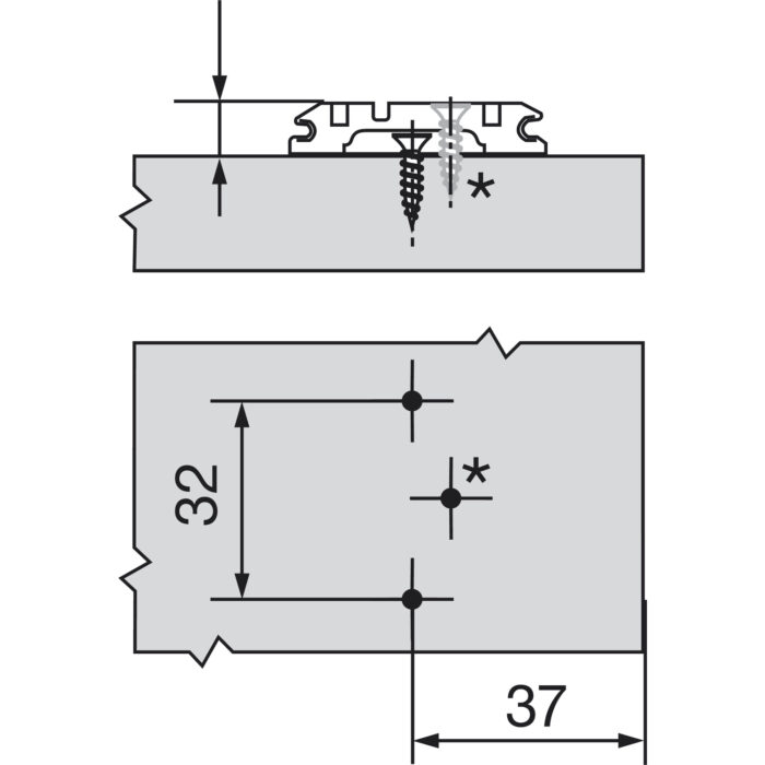 BLUM 173L6100 CLIP Prowadnik krzyżakowy, reg. wys.: otwór podłużny, dystans 0mm - obrazek 2