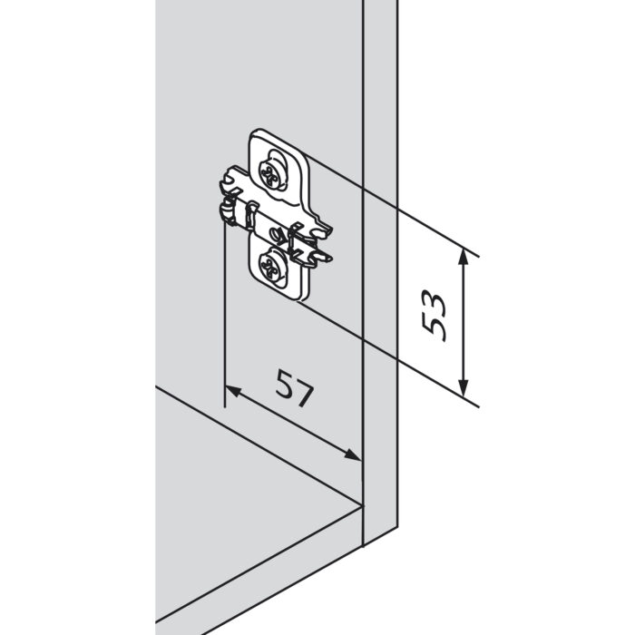 BLUM 174E6130.01 CLIP Prowadnik krzyżakowy, reg.wys.: otwór podłużny,dystans 3mm - obrazek 3