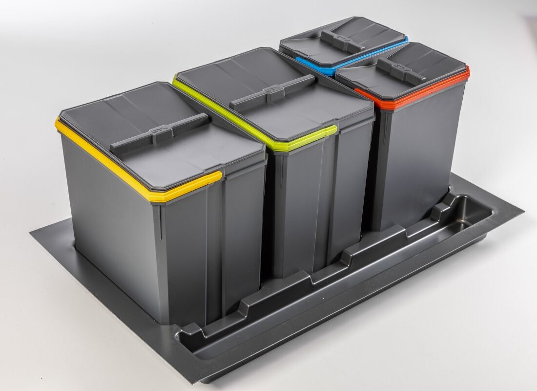 Pojemniki do segregacji AxiSpace, szerokość

szuflady 800 mm, głębokość 450/500 mm,

2X15L, 2X7L