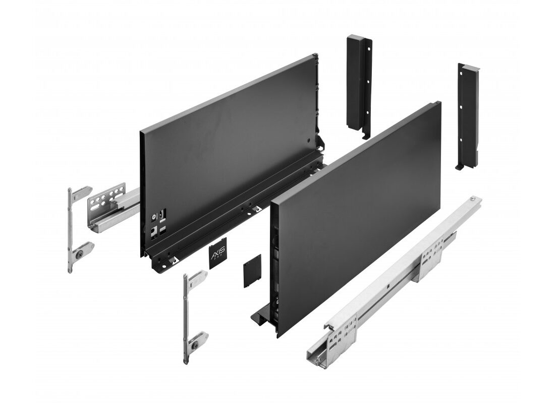 Szuflada GTV AXIS PRO, H=168 mm, L=550 mm, cichy domyk, pełny wysuw, czarn