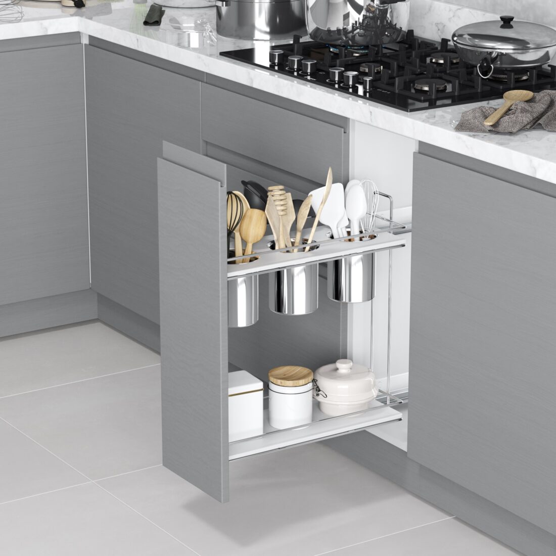 CARGO 25 NA PRZYBORY KUCHENNE LEWE CHROM (3 POJEMNIKI STAL NIER