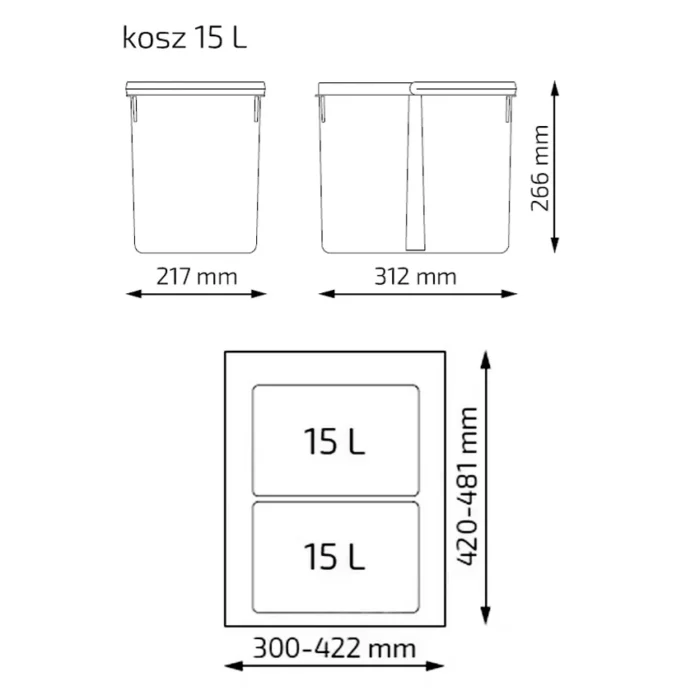 ^Segregacja Unico zest. 700mm/2x15L - obrazek 3