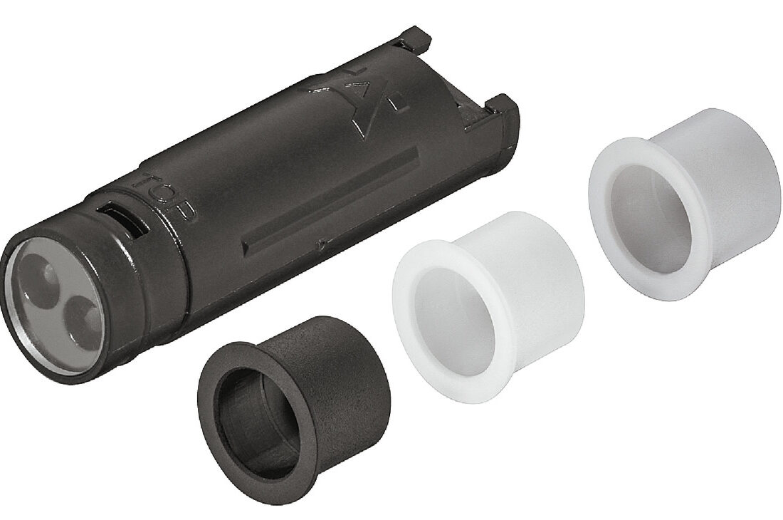 Przełącznik dwufunkcyjny, sterowanie do frontów lub bezdotykowo, sensorowy, wpuszczany, wykończenie biały/szary/czarny