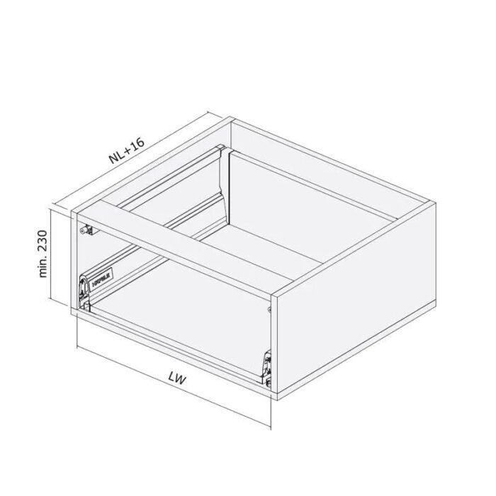 Szuflada HAFELE MATRIX S35 400 mm wysoka H199 biała 35kg - obrazek 2