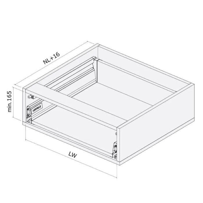 Szuflada HAFELE MATRIX S35 500 mm średnia H135 szara 35kg - obrazek 3